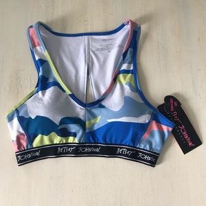 Betsey Johnson Rio Blue padded sports bra NWT